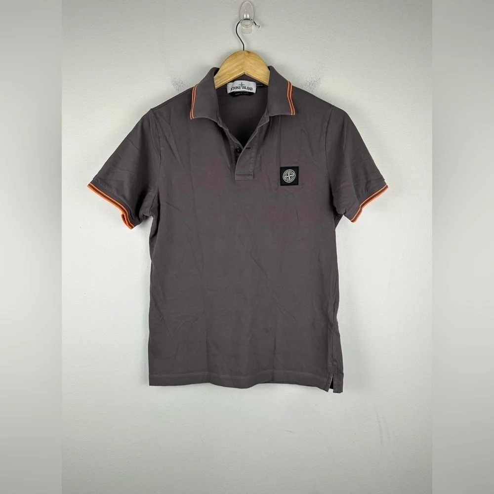 Stone Island Slim Fit Contrast Tipped Stretch Cotton Piqué Polo Shirt Men’s Sz M - Picture 3 of 14